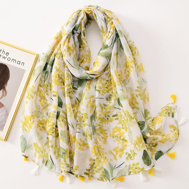 Sciarpa sottile con nappe floreali a farfalla da donna
