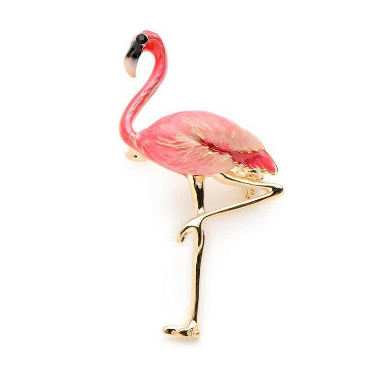 Spilla esotica da donna con fenicottero in smalto - Rosa - image 0