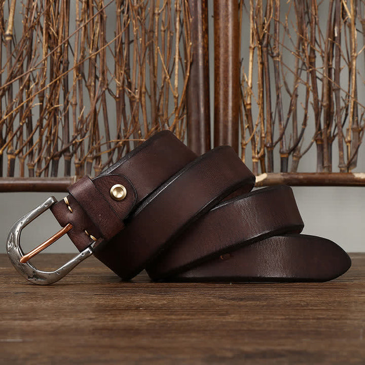 Cintura in pelle con fibbia intagliata vintage classica da uomo