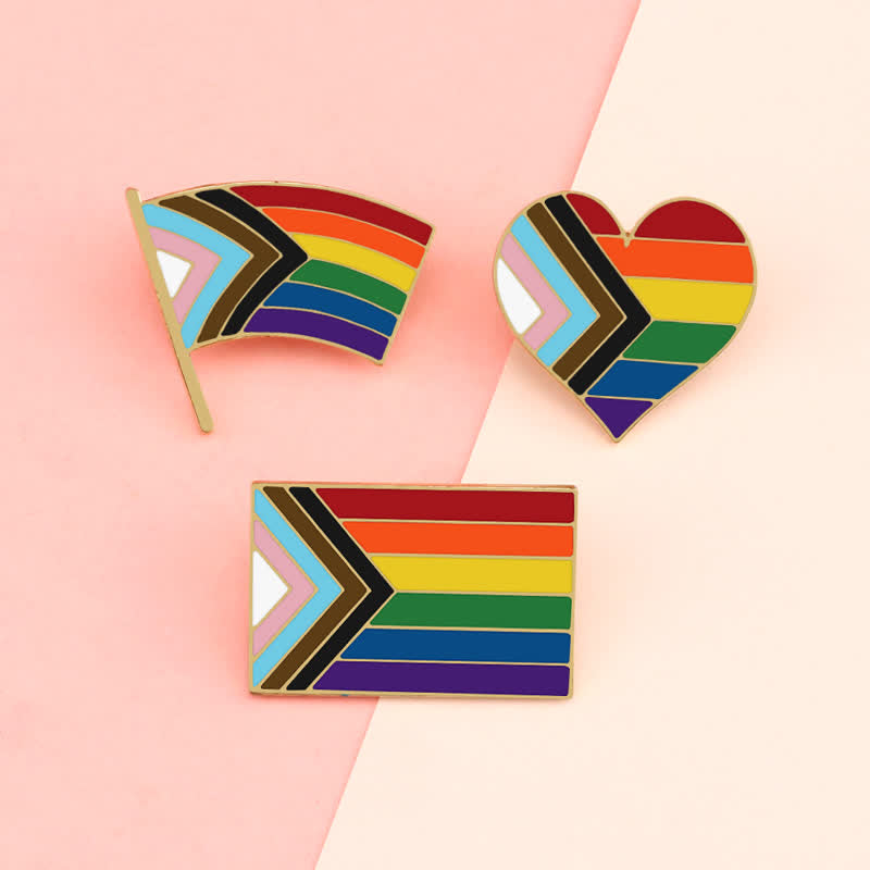 Spilla con bandiera arcobaleno "Show Your Pride" da 3 pezzi