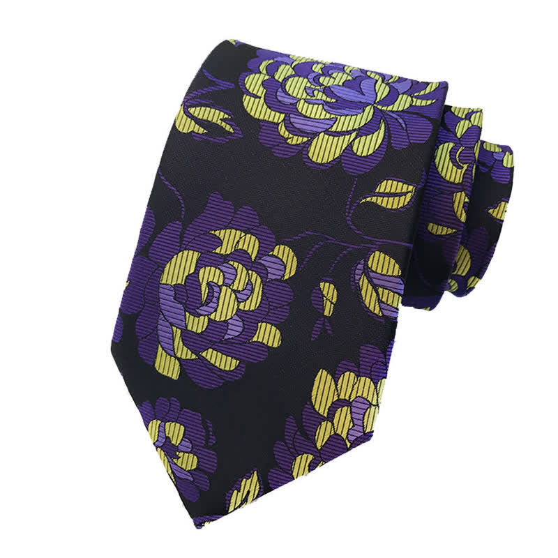 Set di 3 cravatte floreali con motivo peonia vistoso da uomo