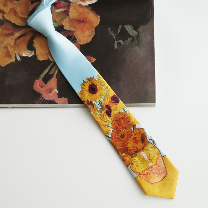 Cravatta da uomo con vaso di girasoli