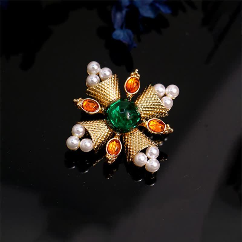 Spilla da donna con perle e croce barocca imperatrice - Attraverso - image 0