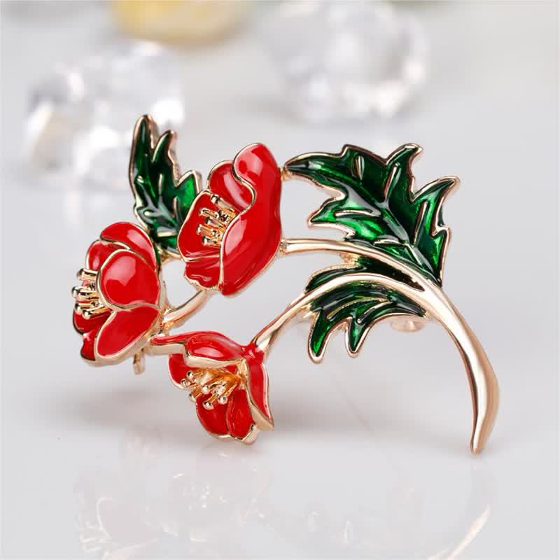 Spilla unisex a forma di mazzo di fiori e papaveri