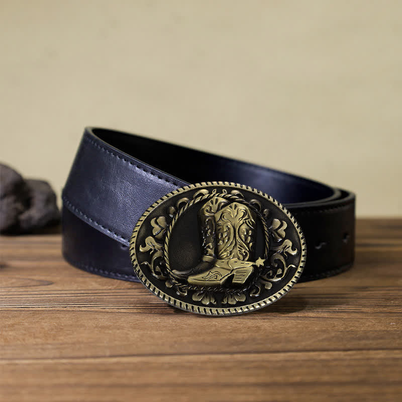 Cintura in pelle con fibbia per stivali da cowboy fai da te da uomo