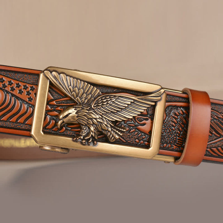 Cintura in pelle goffrata con fibbia Hollow Eagle da uomo