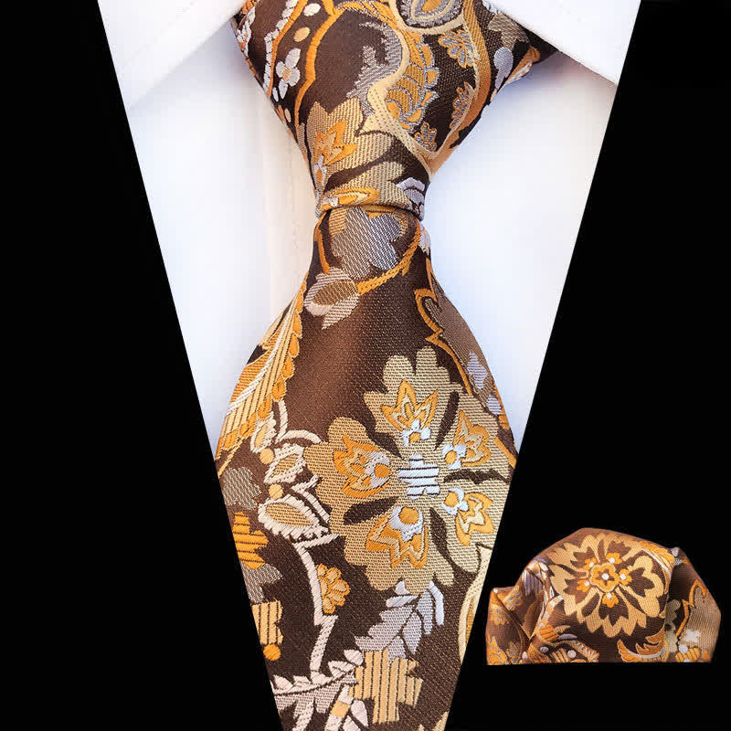 Set di 2 cravatte da uomo con motivo Paisley Goldenrod - Verga d'oro - image 0