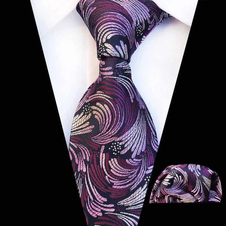 Set di 2 cravatte floreali con onde che schizzano da uomo - Viola e viola - image 0