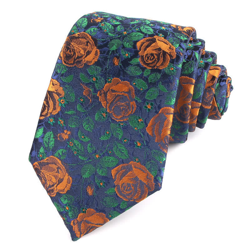 Cravatta elegante da uomo con foglie di rose