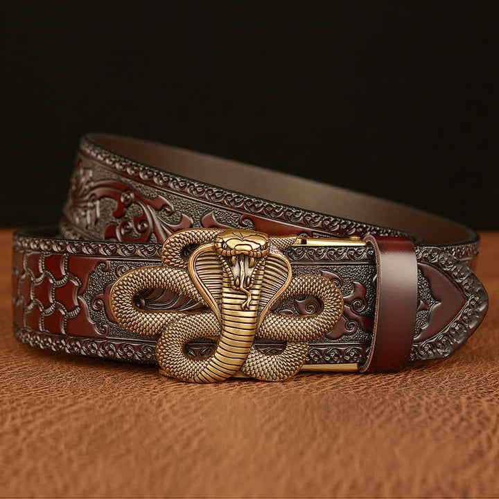 Cintura in pelle con fibbia a medaglione a forma di serpente da uomo - image 2