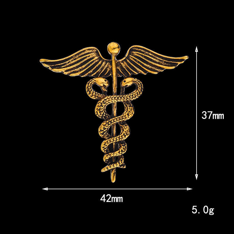 Spilla da uomo con doppio serpente Caduceo