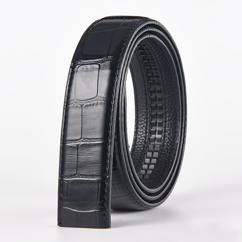 Cintura in pelle con fibbia automatica con bandiera aquila fai da te da uomo - Aquila - Cintura con motivo coccodrillo nero (40) - image 2