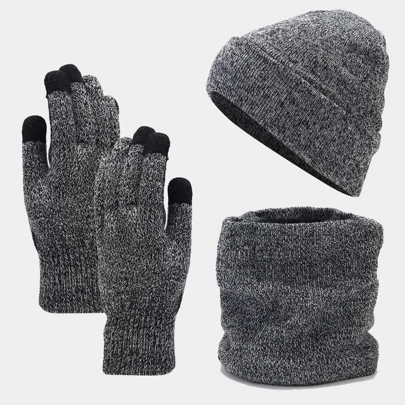 3 pezzi unisex caldo berretto sciarpa guanti set - Grigio - Regolabile (22"-22 7/8") - image 9