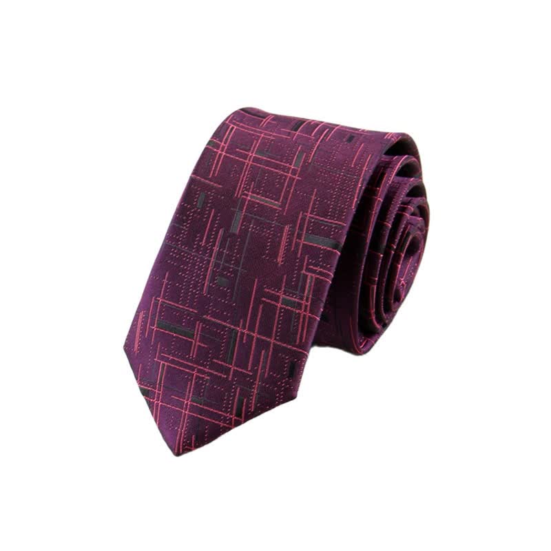 Cravatta sottile da uomo, moderna e alla moda, con linee abbaglianti - Borgogna - image 7