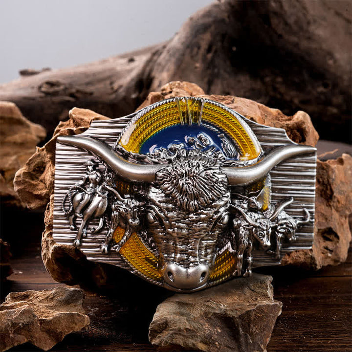 Cintura in pelle con fibbia a forma di toro Longhorn Domineering fai da te da uomo