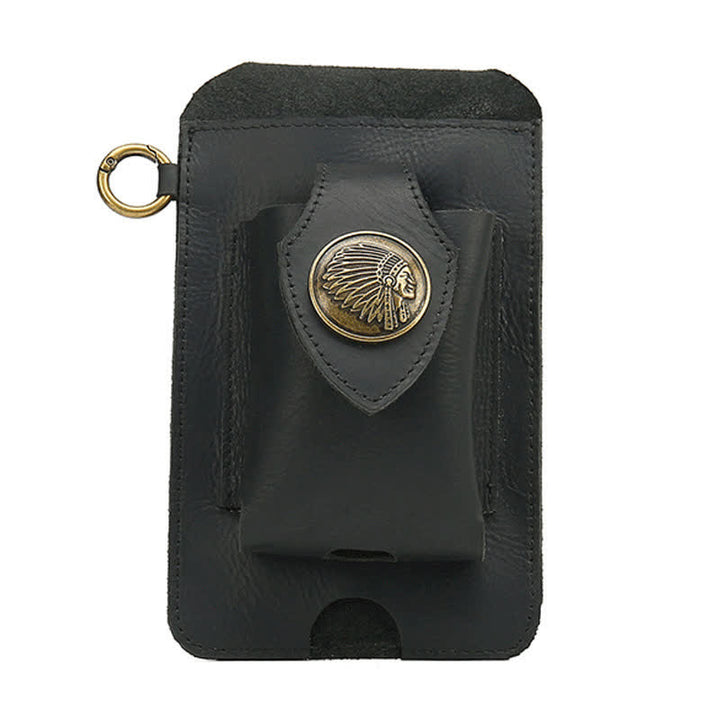 Fondina per telefono con bottone magnetico, borsa da cintura in pelle di cavallo pazzo