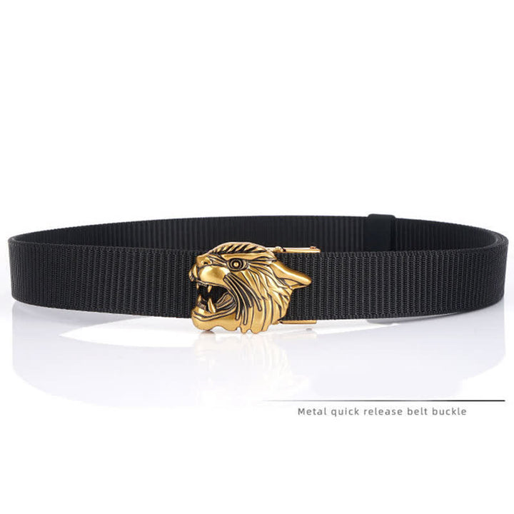 Cintura in nylon con testa di tigre ruggente da uomo