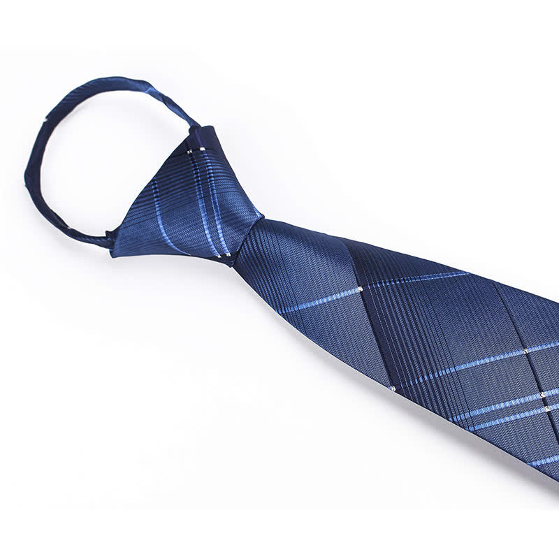 Cravatta da uomo con cerniera blu navy sfumata a quadri - image 2