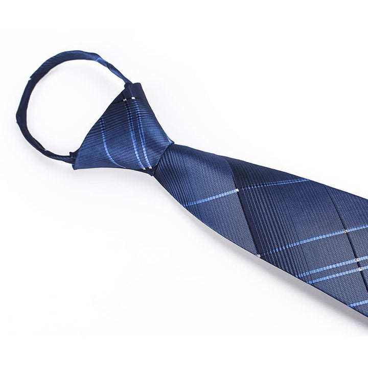Cravatta da uomo con cerniera blu navy sfumata a quadri