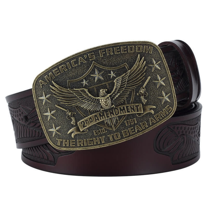 Cintura in pelle retrò da uomo con aquila America's Freedom - Caffè / Bronzo - 46 - image 12