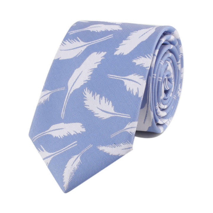 Cravatta da uomo in jacquard con stampa di piume - Blu cielo - image 5