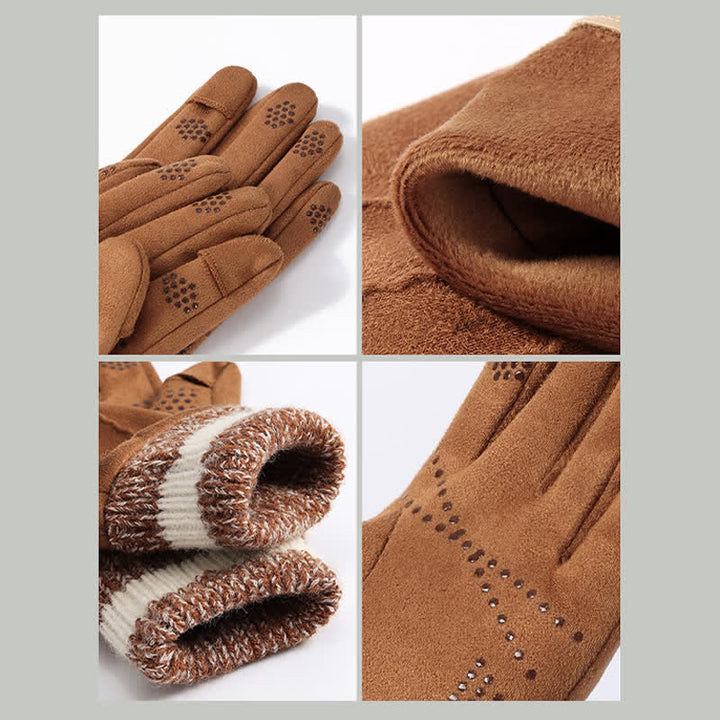 Guanti unisex in pile scamosciato antiscivolo con dita divisa