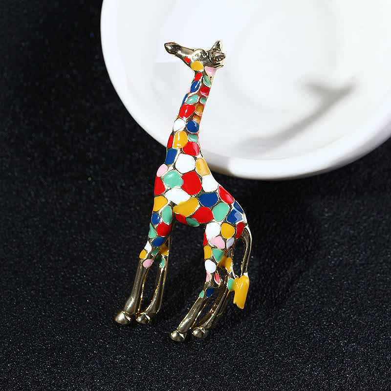 Spilla da donna a forma di giraffa in smalto lucido con motivo a cartoni animati