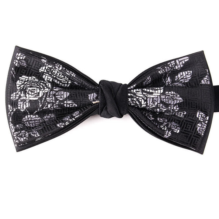 Papillon elegante da uomo con motivo floreale botanico - Nero - image 20
