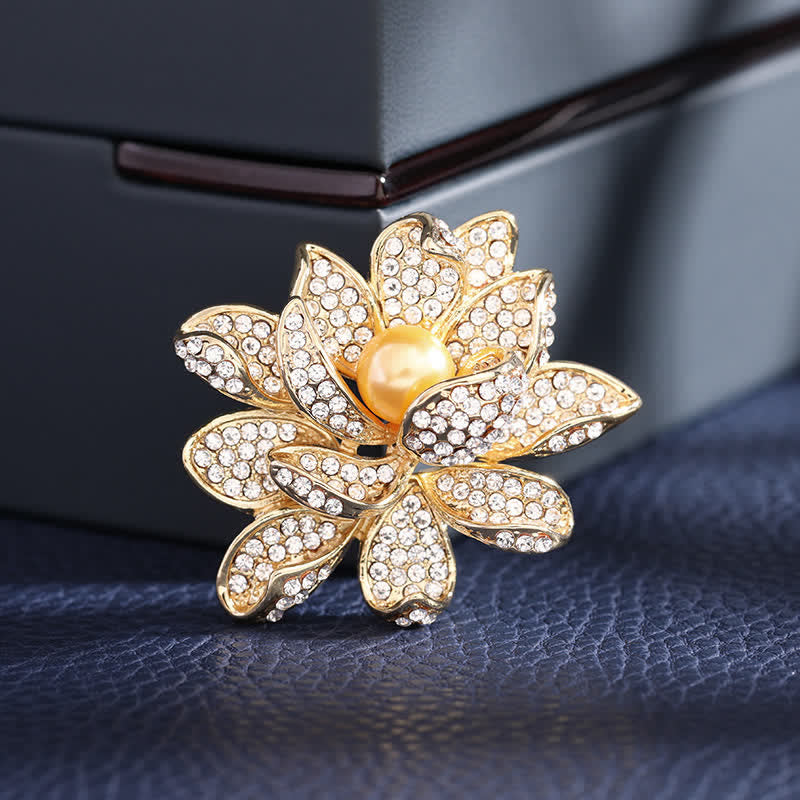 Spilla con perline di temperamento da donna a forma di loto - Oro - image 0