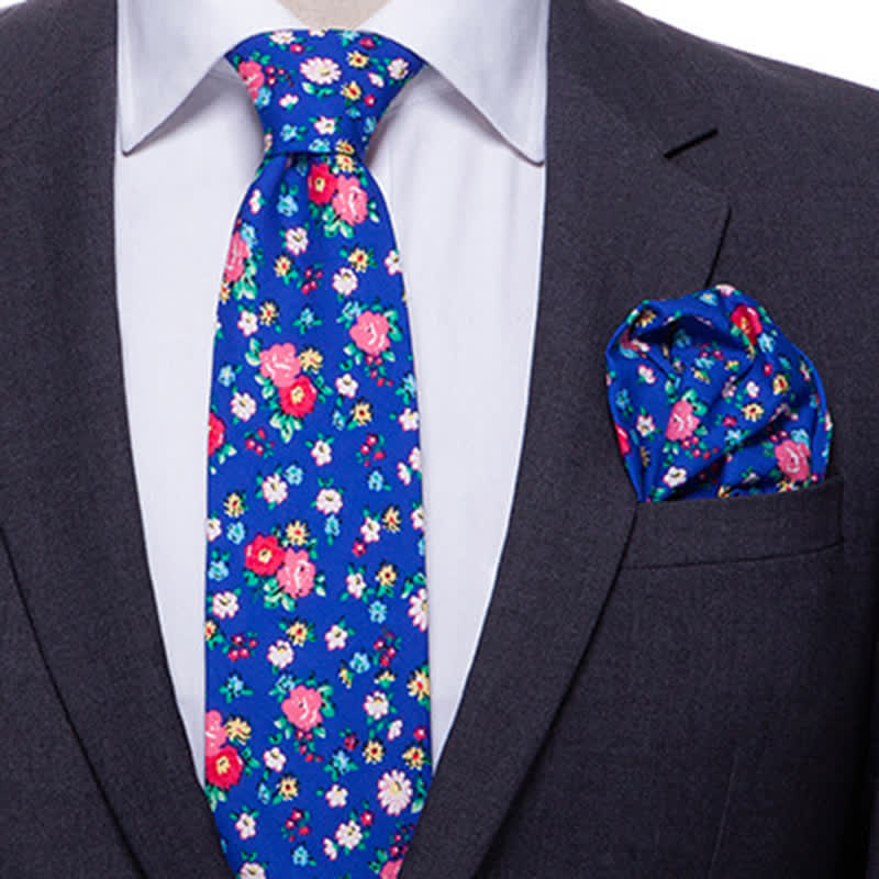 Set di 2 cravatte floreali da uomo con motivo a margherita e rosa