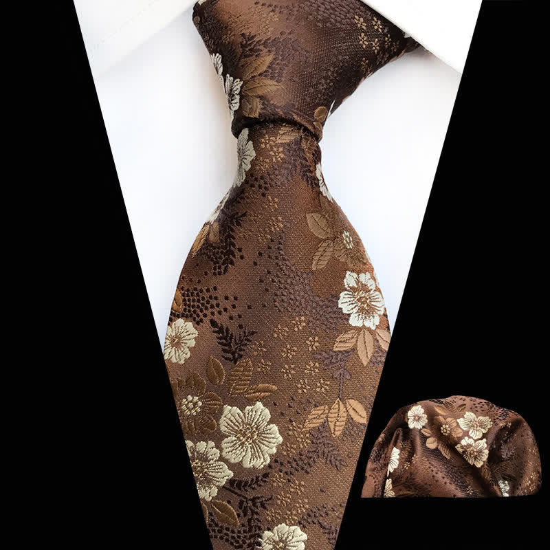 Set di 2 cravatte floreali con fiori di prugna da uomo