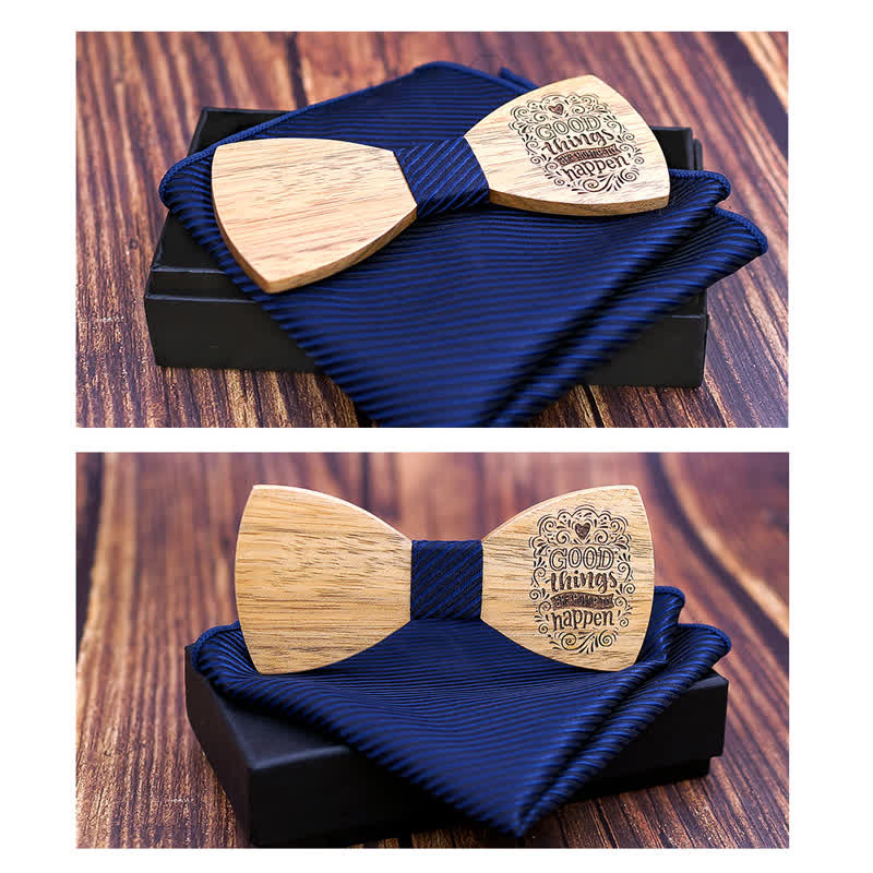 Set di 2 papillon in legno con proverbi da uomo