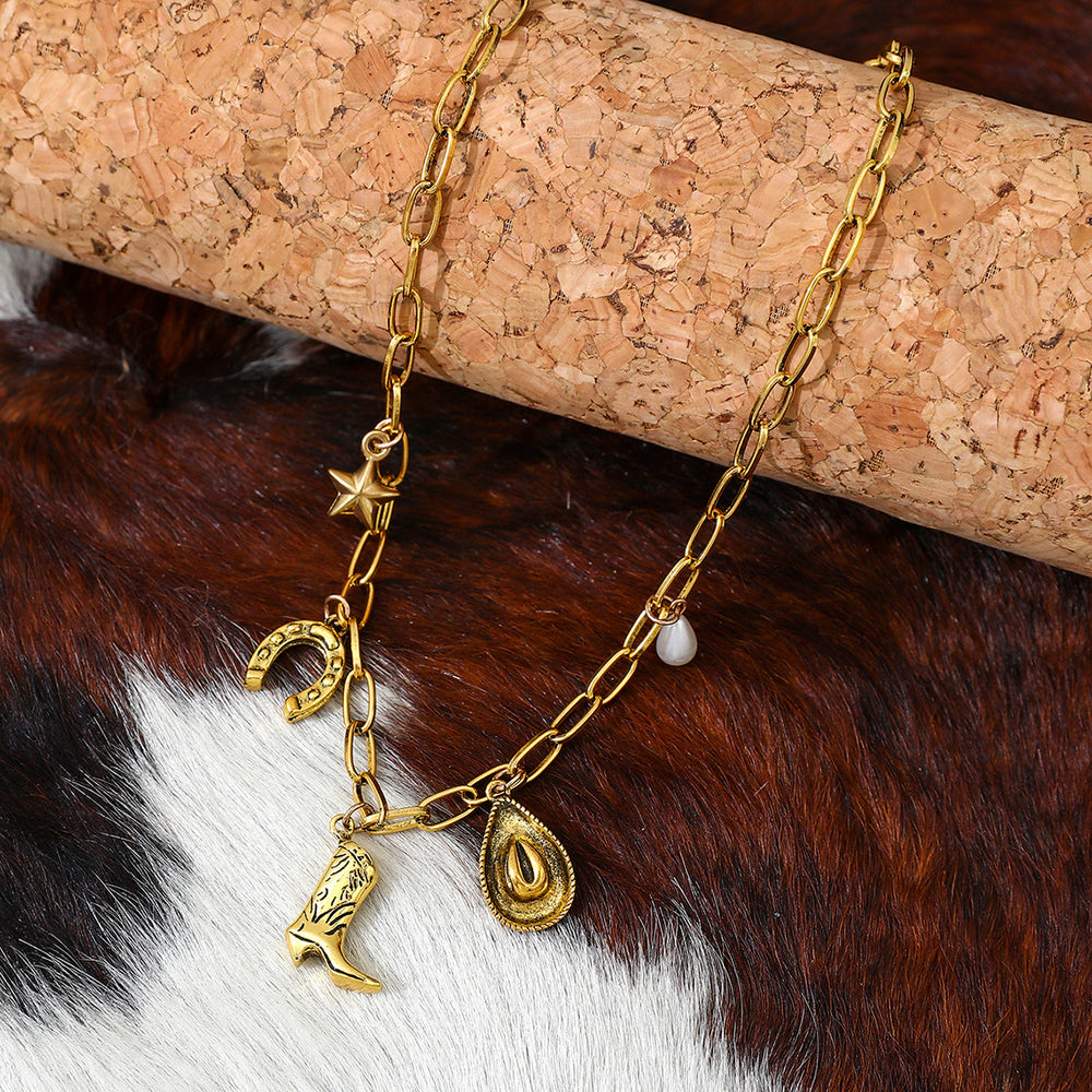 Collana in metallo da donna a tema cowboy western - D'oro - image 2