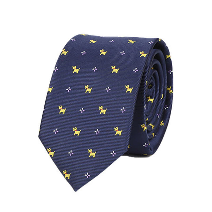 Cravatta da sera blu navy da uomo con motivo cucciolo