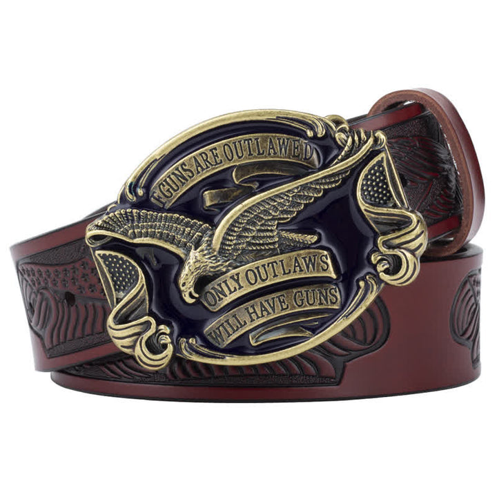 Cintura in pelle con bandiera americana Soaring Eagle da uomo - Marrone / Bronzo - 46 - image 14