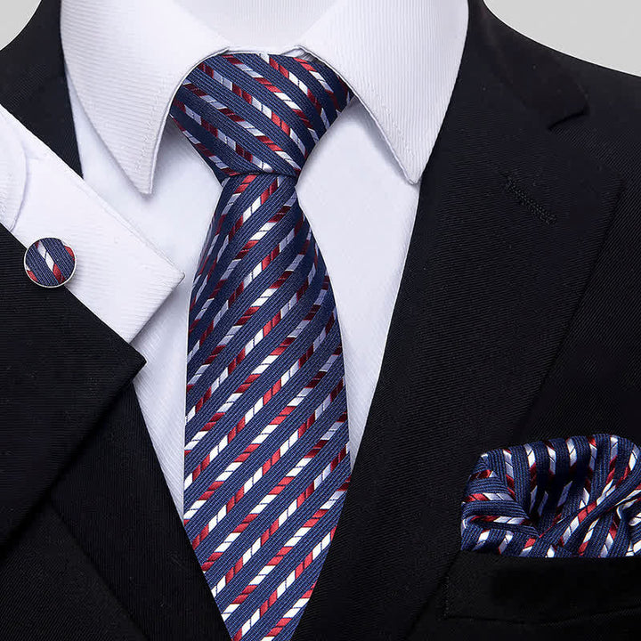 Set di 3 cravatte a righe con geometria da uomo