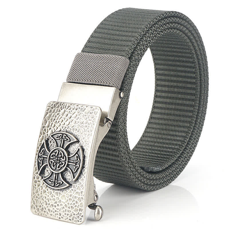 Cintura in nylon per il tempo libero in stile retrò da uomo - Grigio / Argento - 48" - image 20
