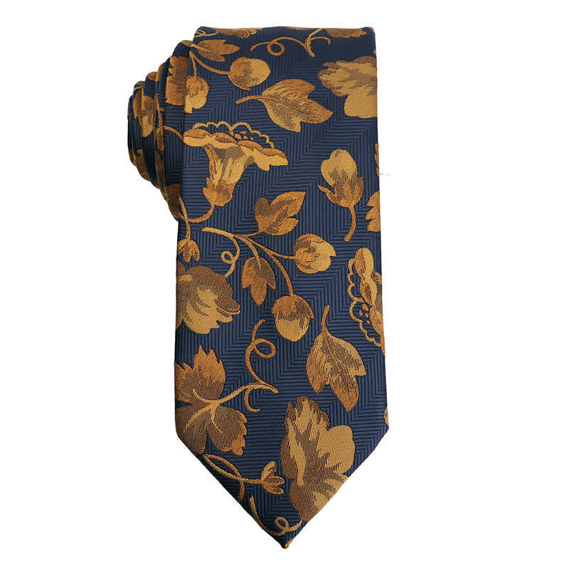 Cravatta da uomo con motivo floreale Paisley della serie Gold Orange