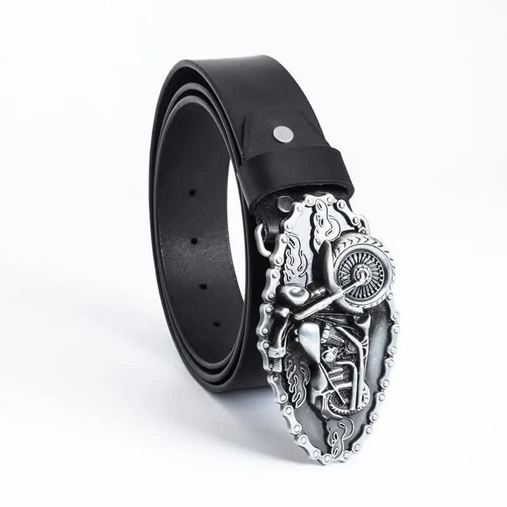 Cintura in pelle da motociclista punk da uomo