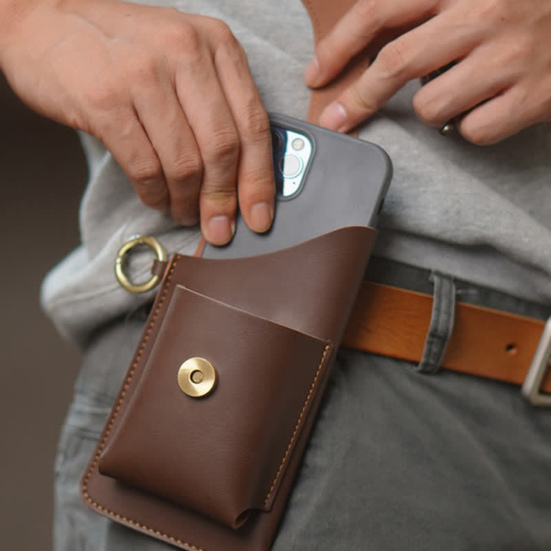 Borsa a tracolla per cellulare con bottone magnetico in ottone retrò - image 8