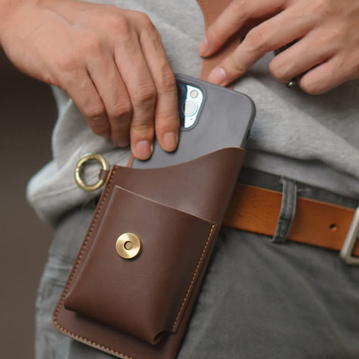 Borsa a tracolla per cellulare con bottone magnetico in ottone retrò - image 8