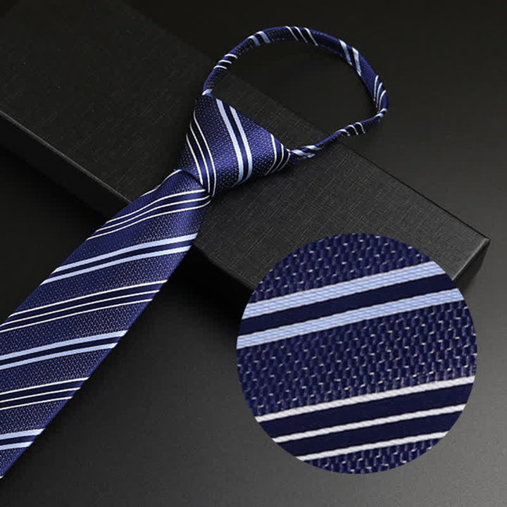 Cravatta formale con cerniera blu navy da uomo