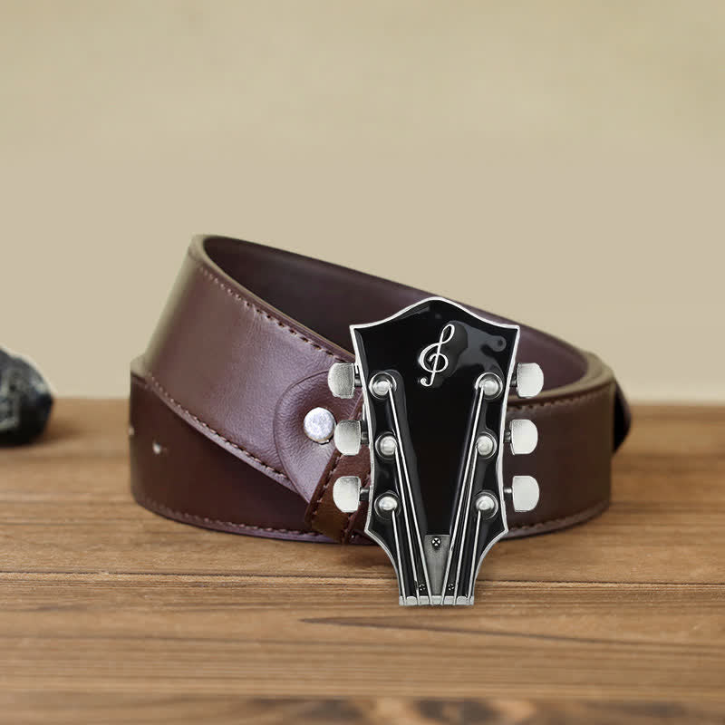 Cintura in pelle con fibbia per paletta di chitarra musicale fai da te da uomo