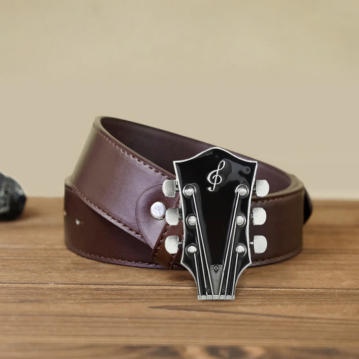 Cintura in pelle con fibbia per paletta di chitarra musicale fai da te da uomo