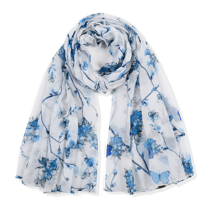 Sciarpa lunga avvolgente con motivo floreale vivace ed elegante da donna - Blu - image 4