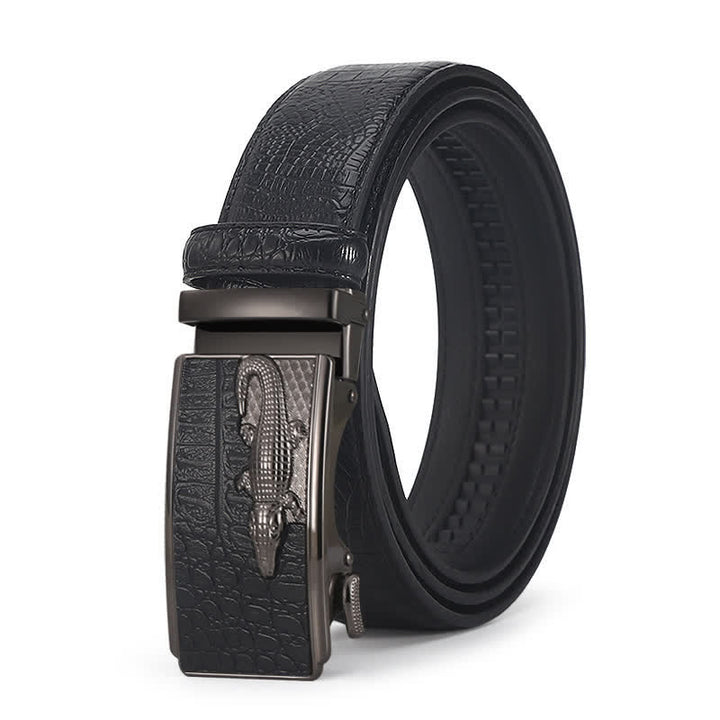 Cintura da uomo in pelle con fibbia automatica con motivo coccodrillo - Stile n. 10 - Nero / Nero - 44 - image 31