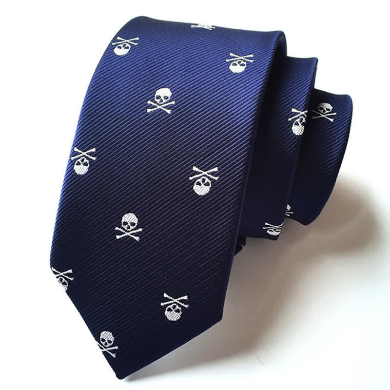 Cravatta da uomo con scheletro e ossa incrociate di Halloween - Blu - image 5