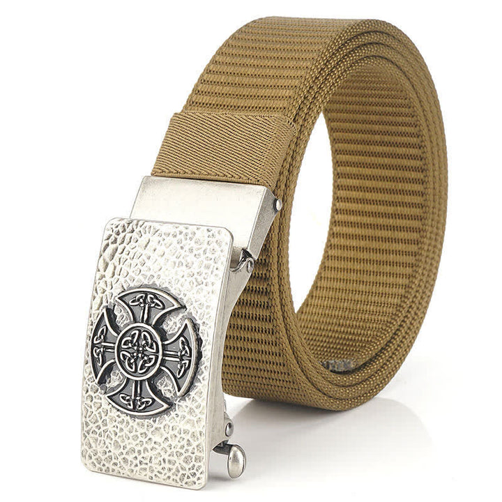 Cintura in nylon per il tempo libero in stile retrò da uomo - Cachi / Argento - 48" - image 18