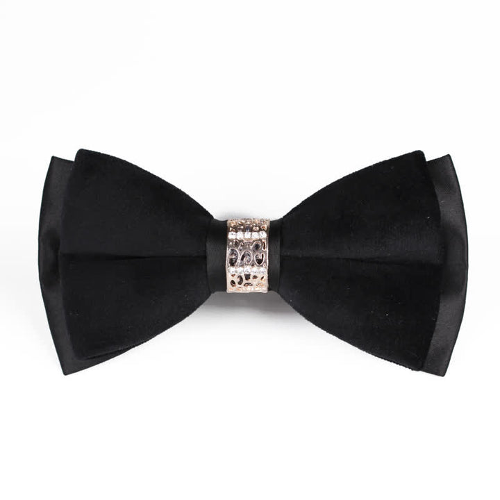 Papillon in velluto patchwork con strass da uomo - Nero - image 8