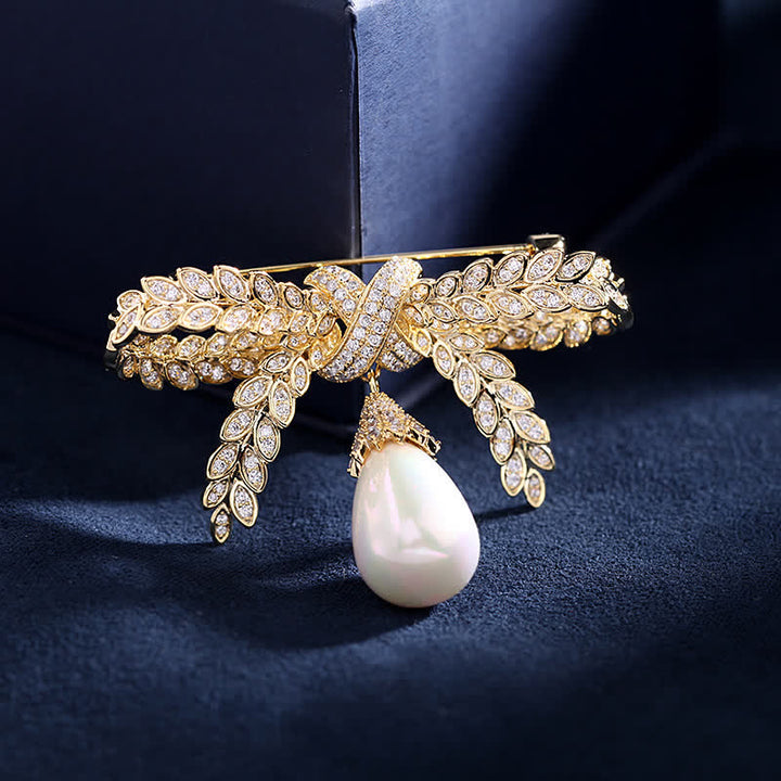 Spilla da donna con fiocco di grano barocco - Oro - image 0